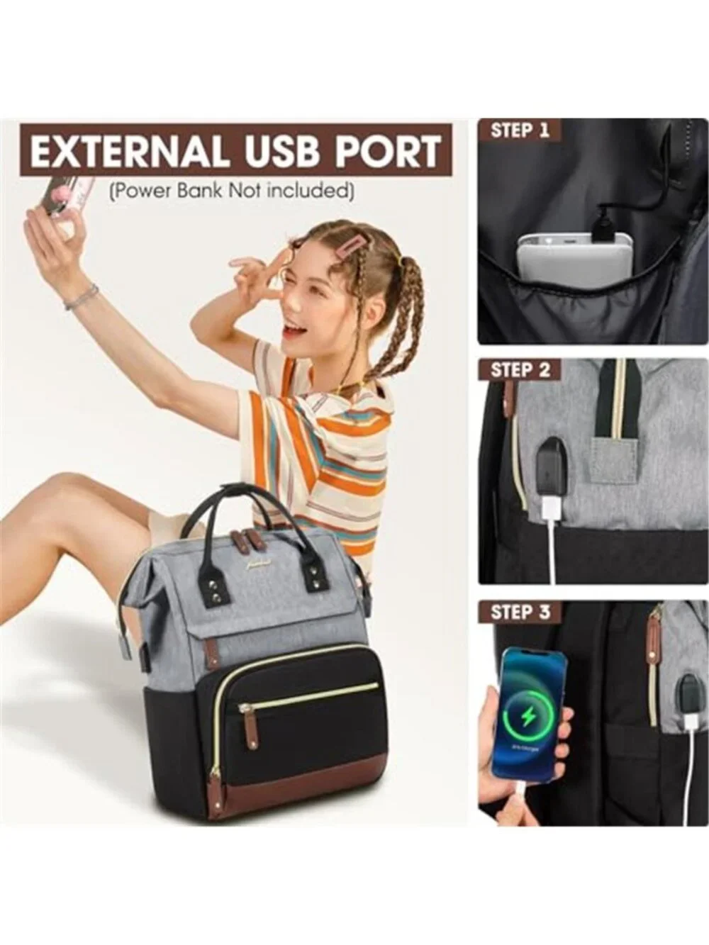 Womens Laptop Backpack 156 Inch Waterproof College Travel Office Work Bag Purse